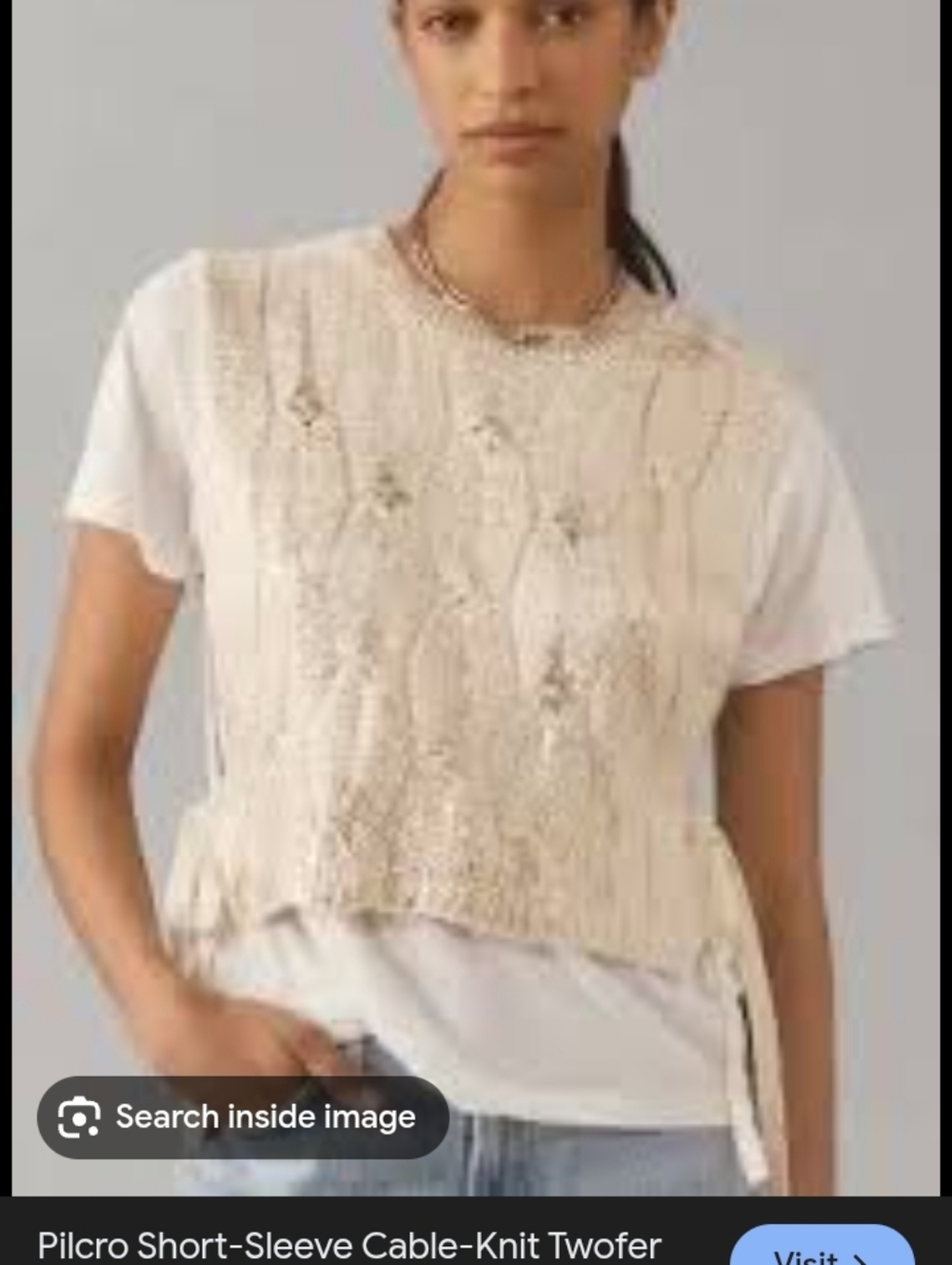 Pilcro Cream Cable-Knit Twofer Sweater Vest with Side Ties